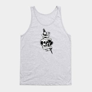 Tattoo Skull Dagger and Heart Wrap Tank Top